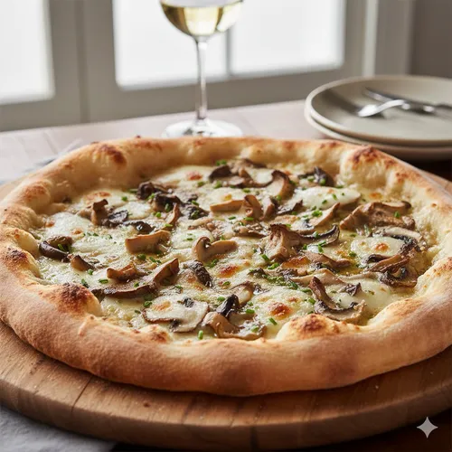 Pizza maison à la truffe et champignons