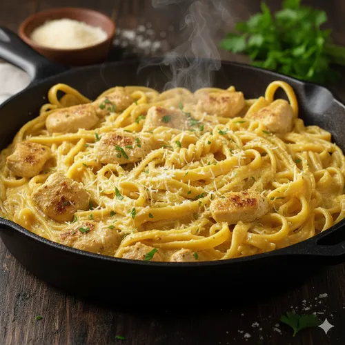 Pâtes au poulet et à la moutarde