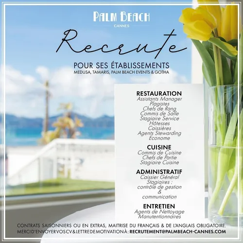 11/12/23 : Le Palm Beach à Cannes recrute
