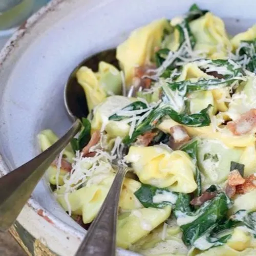 Tortellinis, blettes et lardons