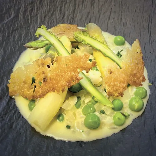 Asperges comme un risotto à la tomme d’Alsace