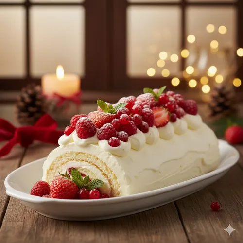 Bûche de Noël facile au fruits rouges