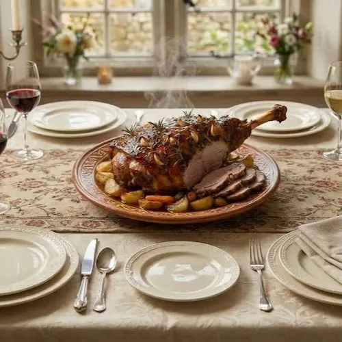 Gigot d'agneau rôti au romarin et à l'ail