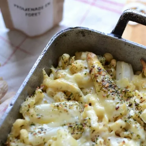 Gratin de spaetzle et asperges blanches d’Alsace