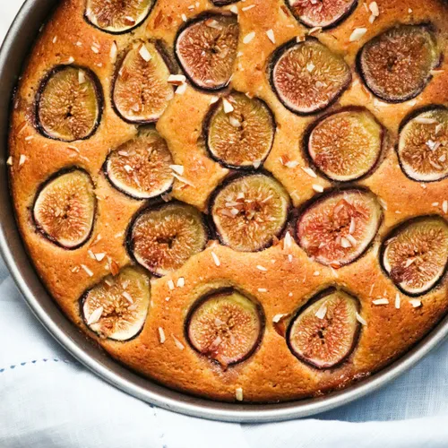 Gâteau au fromage blanc, figue, coco