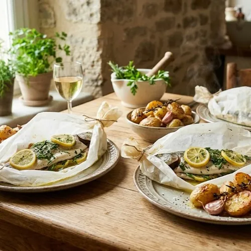 Truite en papillote aux herbes et au citron