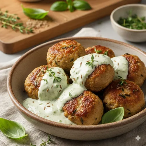 Boulettes de porc et sa sauce au yaourt grec