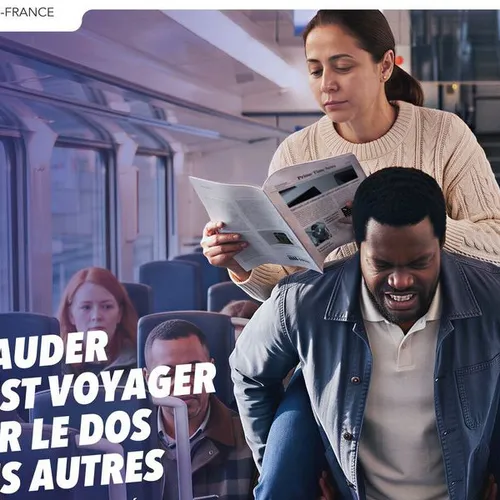 Une affiche qui marque pour lutter contre la fraude dans les trains...