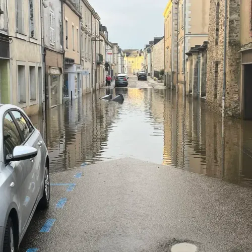 A Craon, l'Oudon est sortie de son lit durant la nuit de mercredi à jeudi.