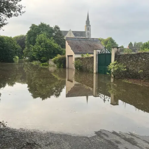 A Craon, l'Oudon est sortie de son lit durant la nuit de mercredi à jeudi.