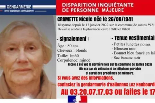 Journal 12h - Une octogénaire est portée disparue dans le Nord