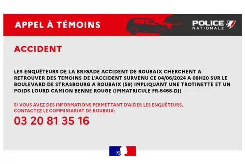 Journal 7h - Accident mortel à Roubaix : la police lance un appel à...