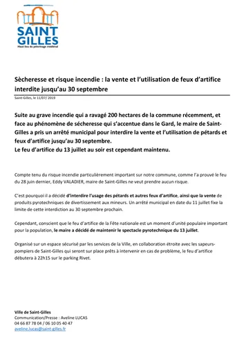 [ ALERTE INFO - ST GILLES ] LE FEU D'ARTIFICE SERA BIEN TIRE CE...