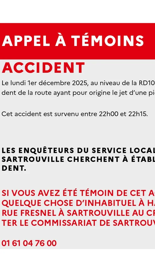 Un appel à témoins après un grave accident provoqué par un jet de...